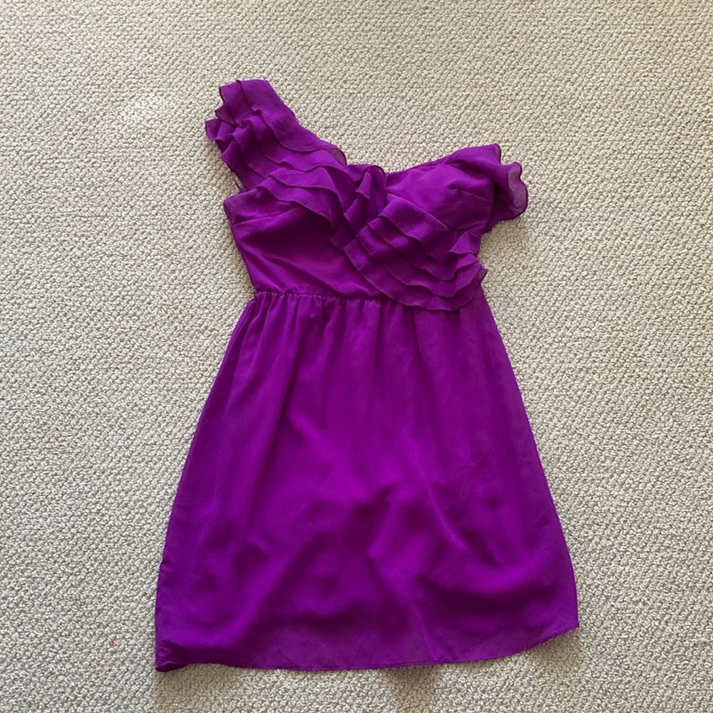 Chelsea & Violet One Shoulder Ruffle Dress Purple Size XS Formal Mini Like New